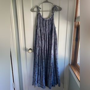Free People floral blue maxi dress with tie-straps